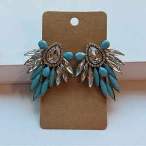 Elegant Turquoise and Silver Crystal Earrings